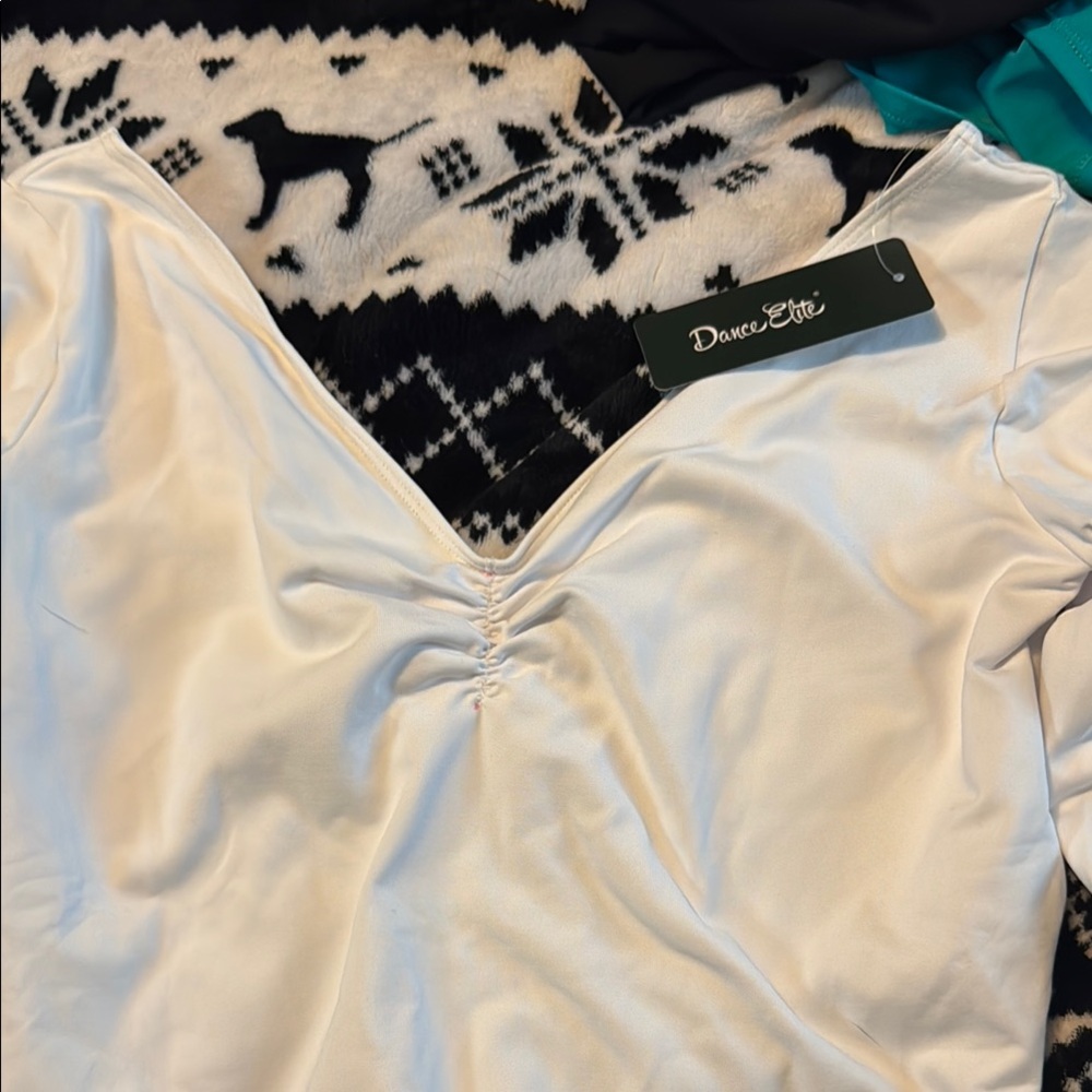 Diane Gilman White Ruched Bodysuit